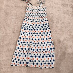 J. Crew White Sundress with Navy and Red Star Print